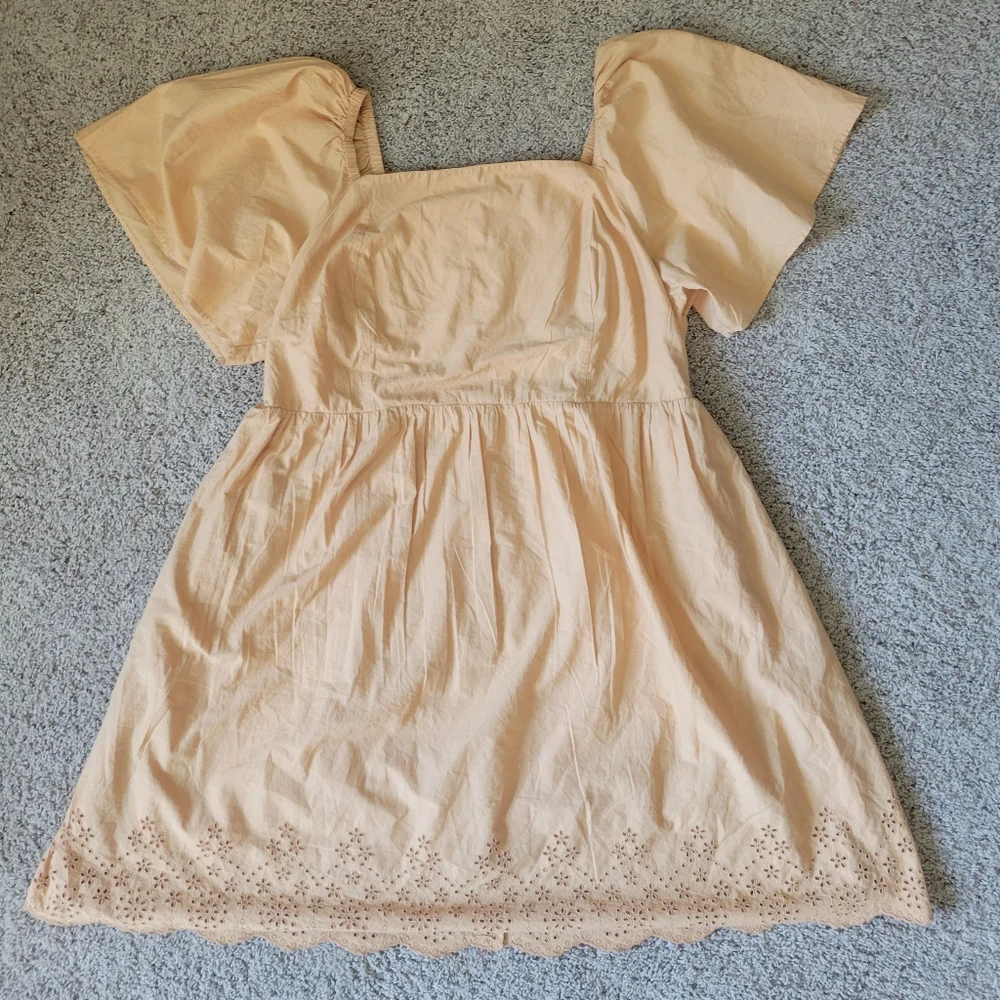 Lane Bryant NEW Flutter Sleeve Eyelet Dress Tan Women's Plus Size 22 NWT